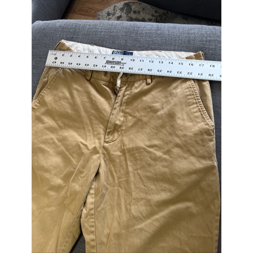 Polo Ralph Lauren Classic Chino Pants Khaki Tan Size 34/32 - Missing All Buttons - Picture 2 of 10